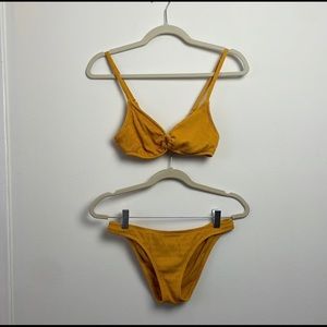 Billabong mustard yellow ribbed bikini set